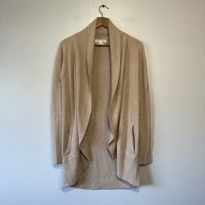 Barefoot Dreams CozyChic Lite Cardigan Shawl Collar Pockets Tan XS‎ S